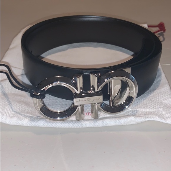 Salvatore Ferragamo Other - Smooth Black Leather Belt with Silver hardware
